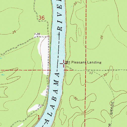Topographic Map of Mount Pleasant Landing, AL