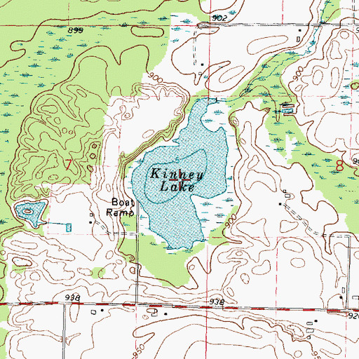 Topographic Map of Kinney Lake, WI