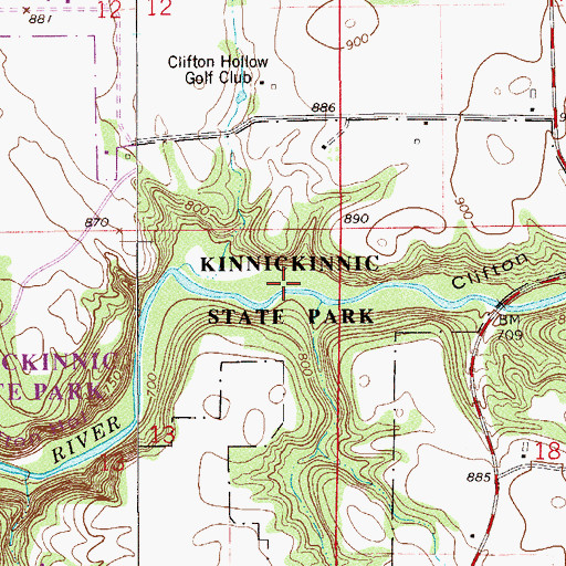 Topographic Map of Kinnickinnic State Park, WI