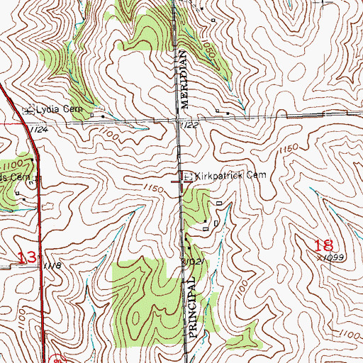 Topographic Map of Kirkpatrick Cemetery, WI