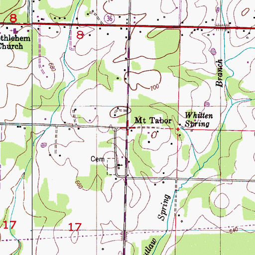 Topographic Map of Mount Tabor, AL