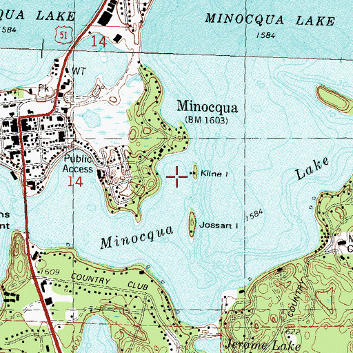 Topographic Map of Kline Island, WI