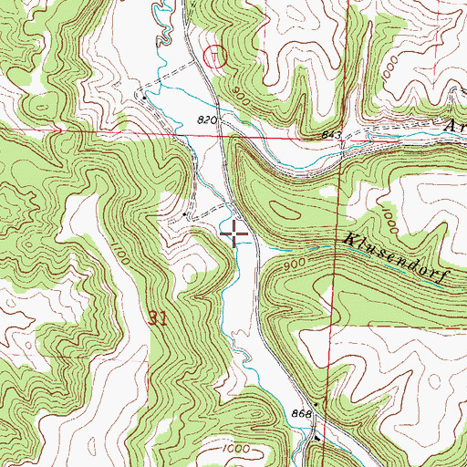 Topographic Map of Klusendorf Branch, WI