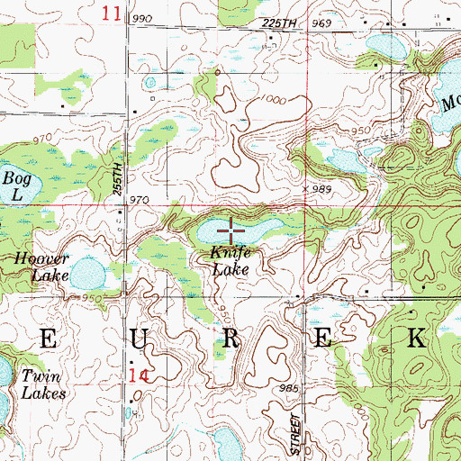 Topographic Map of Knife Lake, WI