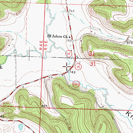 Topographic Map of Knight Hollow, WI