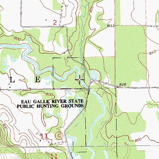 Topographic Map of Knights Creek, WI
