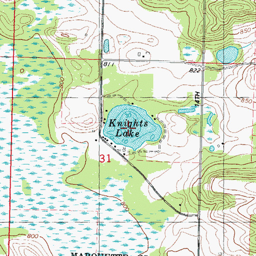 Topographic Map of Mulhern Lake, WI