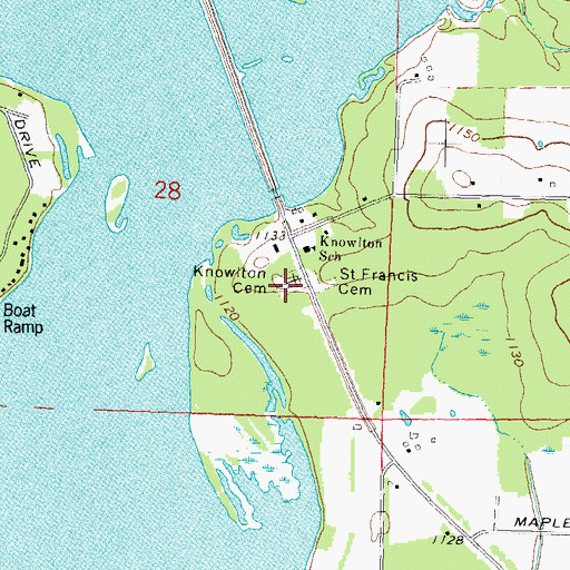 Topographic Map of Knowlton Cemetery, WI