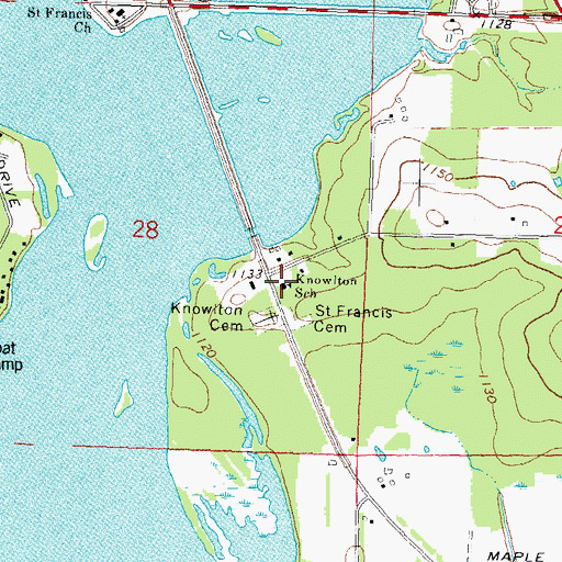 Topographic Map of Knowlton School, WI
