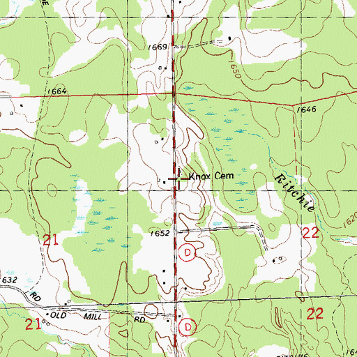 Topographic Map of Knox Cemetery, WI