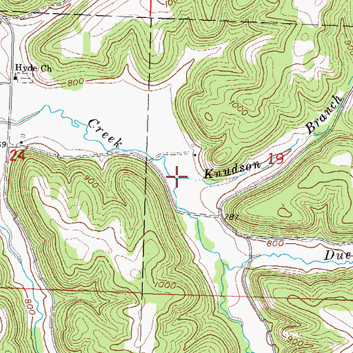 Topographic Map of Knudson Branch, WI