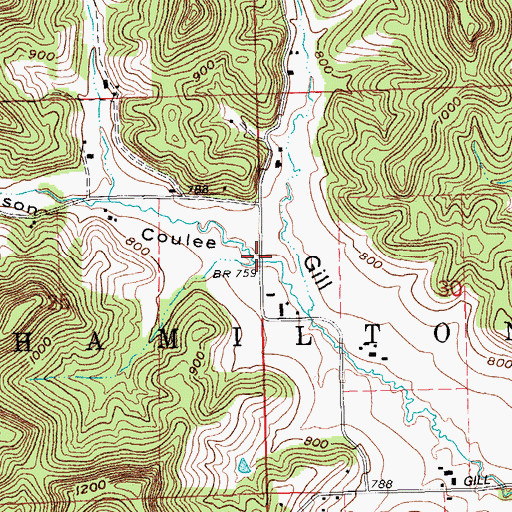 Topographic Map of Knudson Coulee, WI
