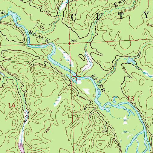 Topographic Map of Knutes Creek, WI