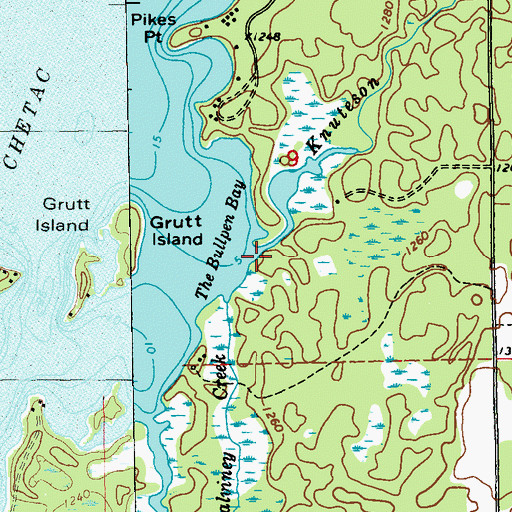 Topographic Map of Knuteson Creek, WI