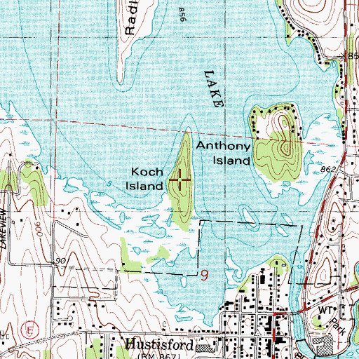Topographic Map of Koch Island, WI