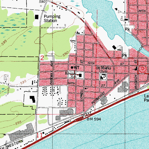 Topographic Map of Koenig Elementary School, WI