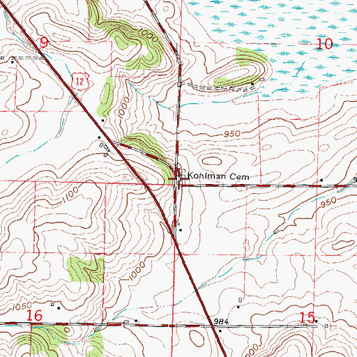 Topographic Map of Kohlman Cemetery, WI