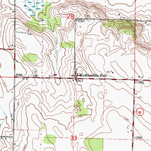 Topographic Map of Kohlsville School, WI