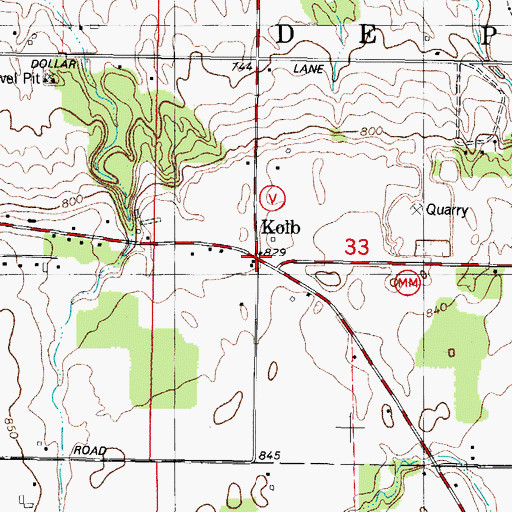 Topographic Map of Kolb, WI
