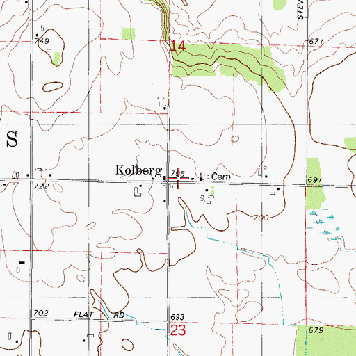Topographic Map of Kolberg, WI