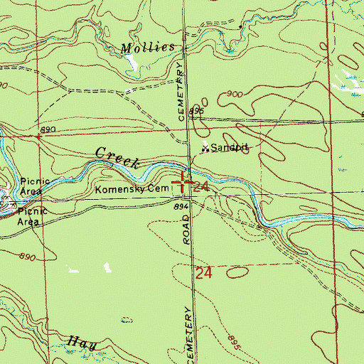 Topographic Map of Komensky Cemetery, WI