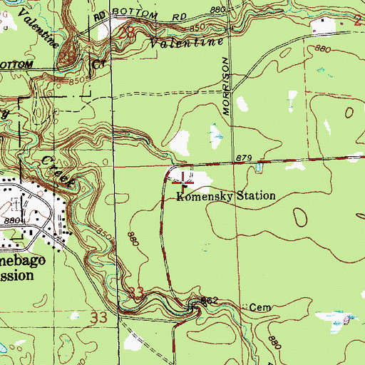 Topographic Map of Komensky Station, WI