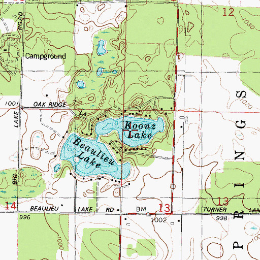 Topographic Map of Koonz Lake, WI