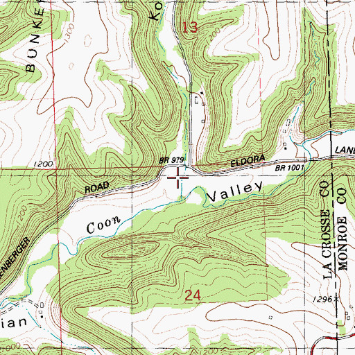 Topographic Map of Korn Coulee, WI