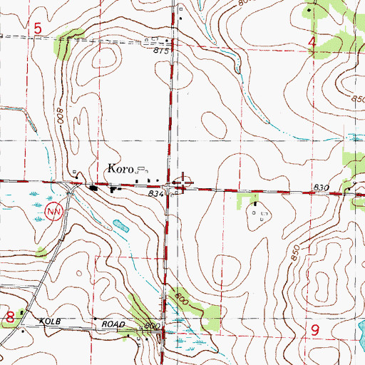 Topographic Map of Koro, WI