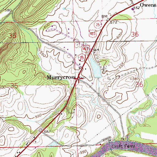 Topographic Map of Murrycross, AL