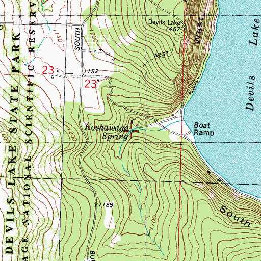 Topographic Map of Koshawago Spring, WI