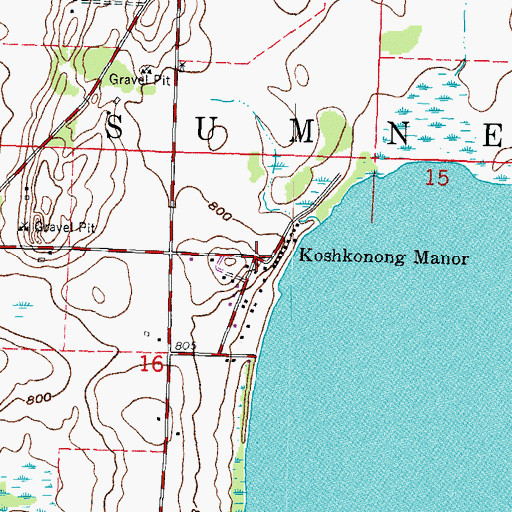 Topographic Map of Koshkonong Manor, WI