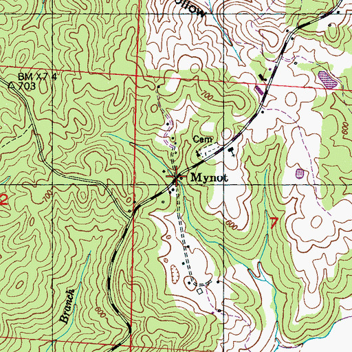 Topographic Map of Mynot, AL