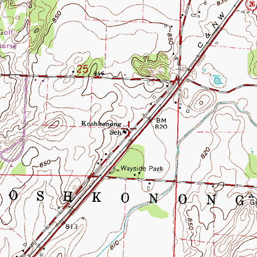 Topographic Map of Koshkonong School, WI