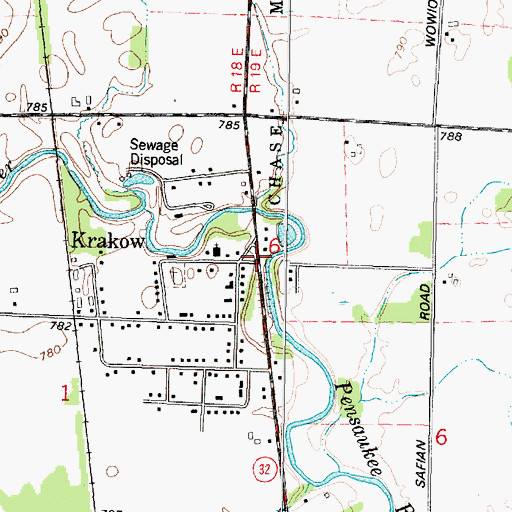 Topographic Map of Krakow, WI