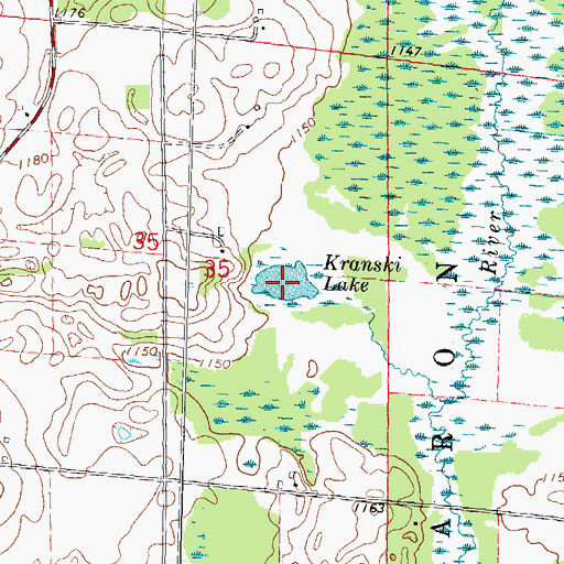 Topographic Map of Kranski Lake, WI