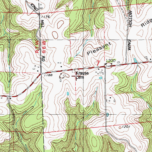 Topographic Map of Krause Cemetery, WI