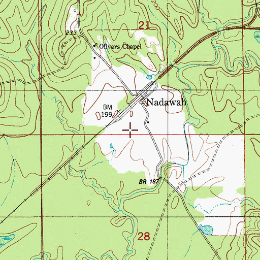 Topographic Map of Nadawah, AL