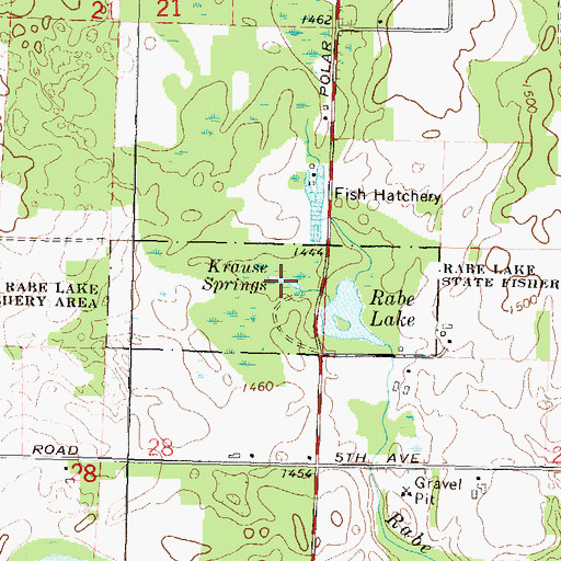 Topographic Map of Krause Springs, WI