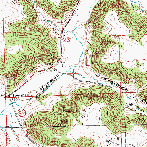 Topographic Map of Krelbich Coulee, WI