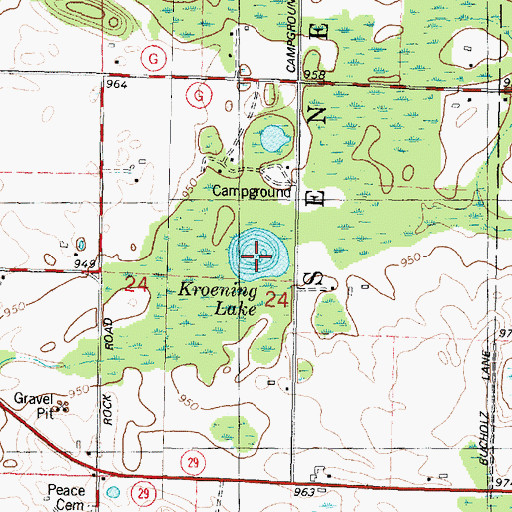 Topographic Map of Kroening Lake, WI