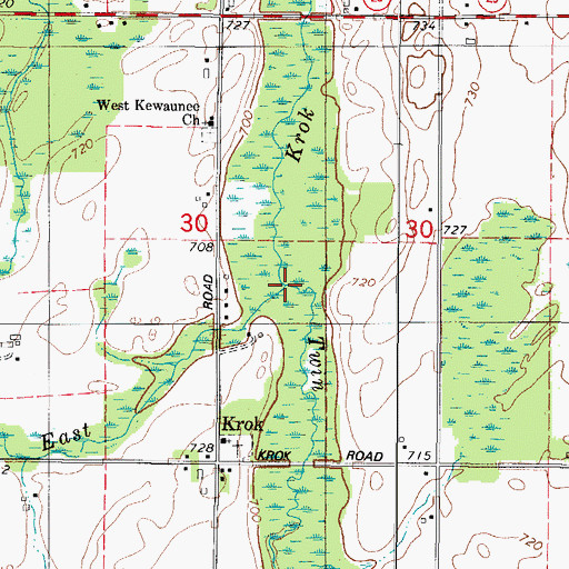 Topographic Map of Krok Creek, WI