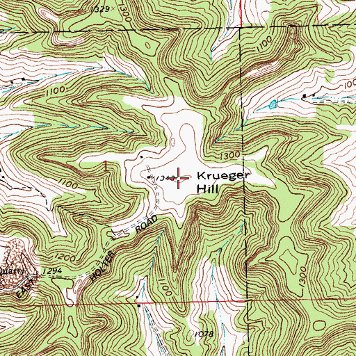 Topographic Map of Krueger Hill, WI