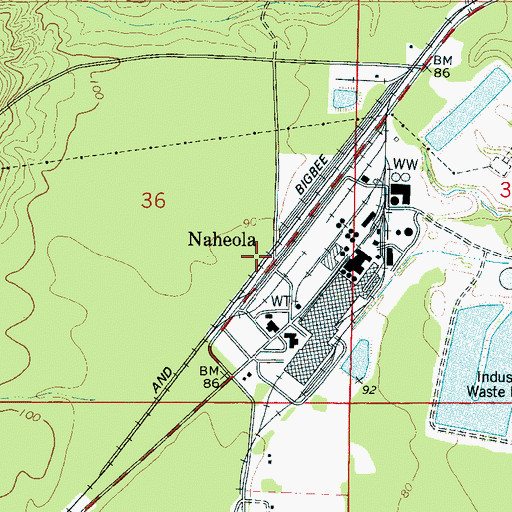 Topographic Map of Naheola, AL
