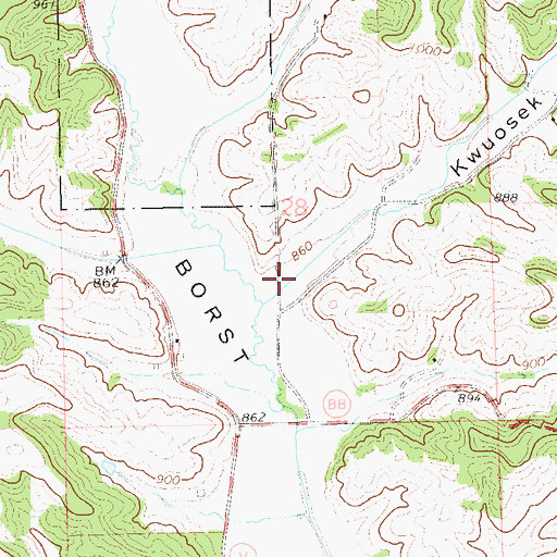 Topographic Map of Kwuosek Valley, WI