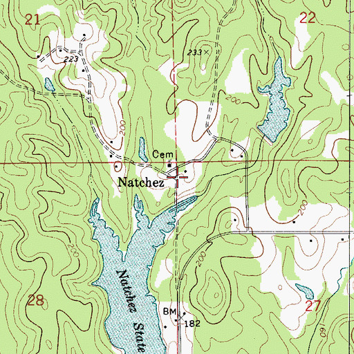 Topographic Map of Natchez, AL