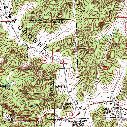 Topographic Map of La Crosse Ridge, WI