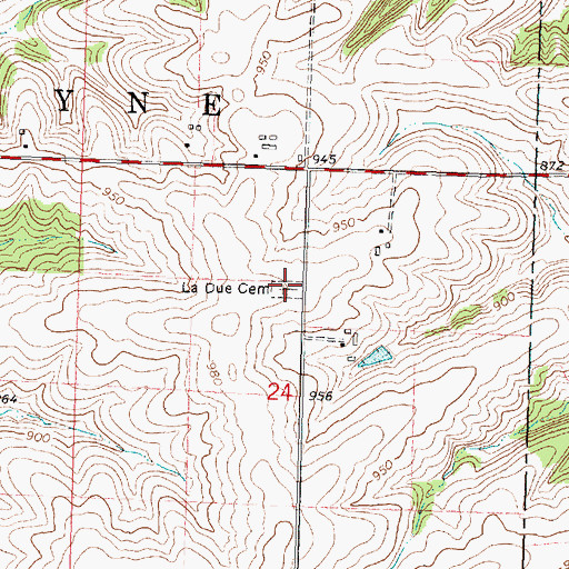 Topographic Map of La Due Cemetery, WI