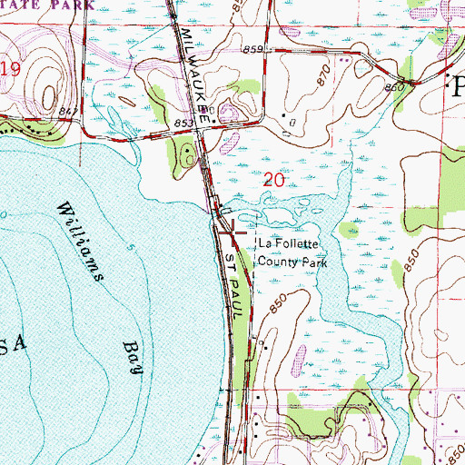 Topographic Map of La Follette County Park, WI