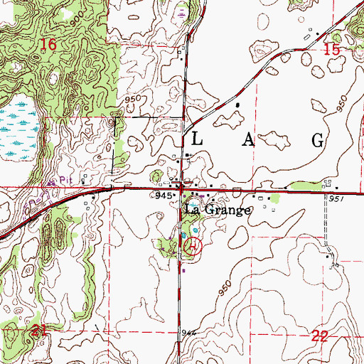 Topographic Map of La Grange, WI